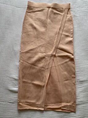 Ronny Kobo Blush Pink Midi Skirt with Front Slit